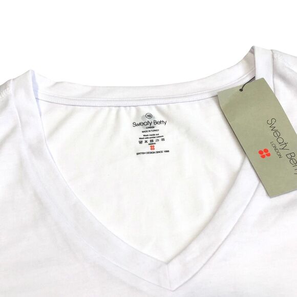 NEW Sweaty Betty Boyfriend V Neck Workout Tee White Gym T Shirt Womens XS - Picture 5 of 10
